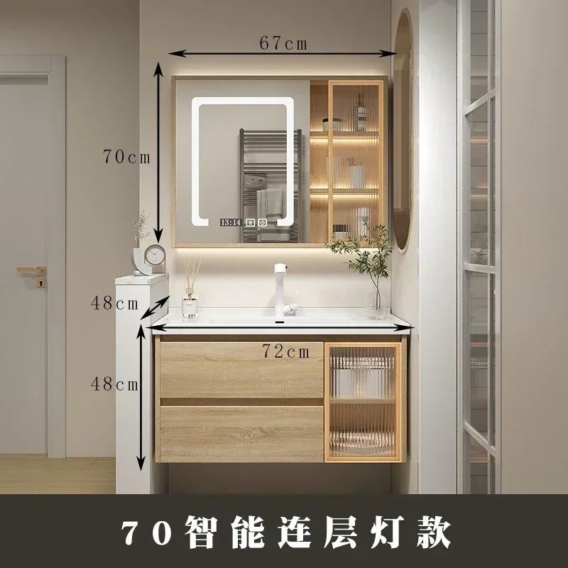 Jewelry Locker Decorations Bathroom Cabinet Small Mirror Wooden Closet Display Cabinet Shelves Washbasin Gabinetesalon Furniture