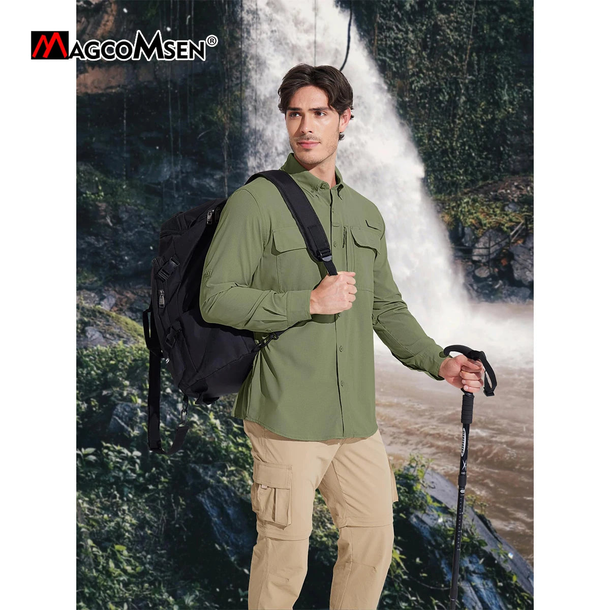 MAGCOMSEN Men's Long Sleeve Shirt with 3 Pockets