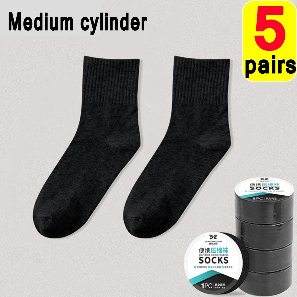 Breathable Disposable Highly Elastic Socks Outdoor Portable Simple Compression Travel Thin Sweat-Absorbing Sports Cotton Socks