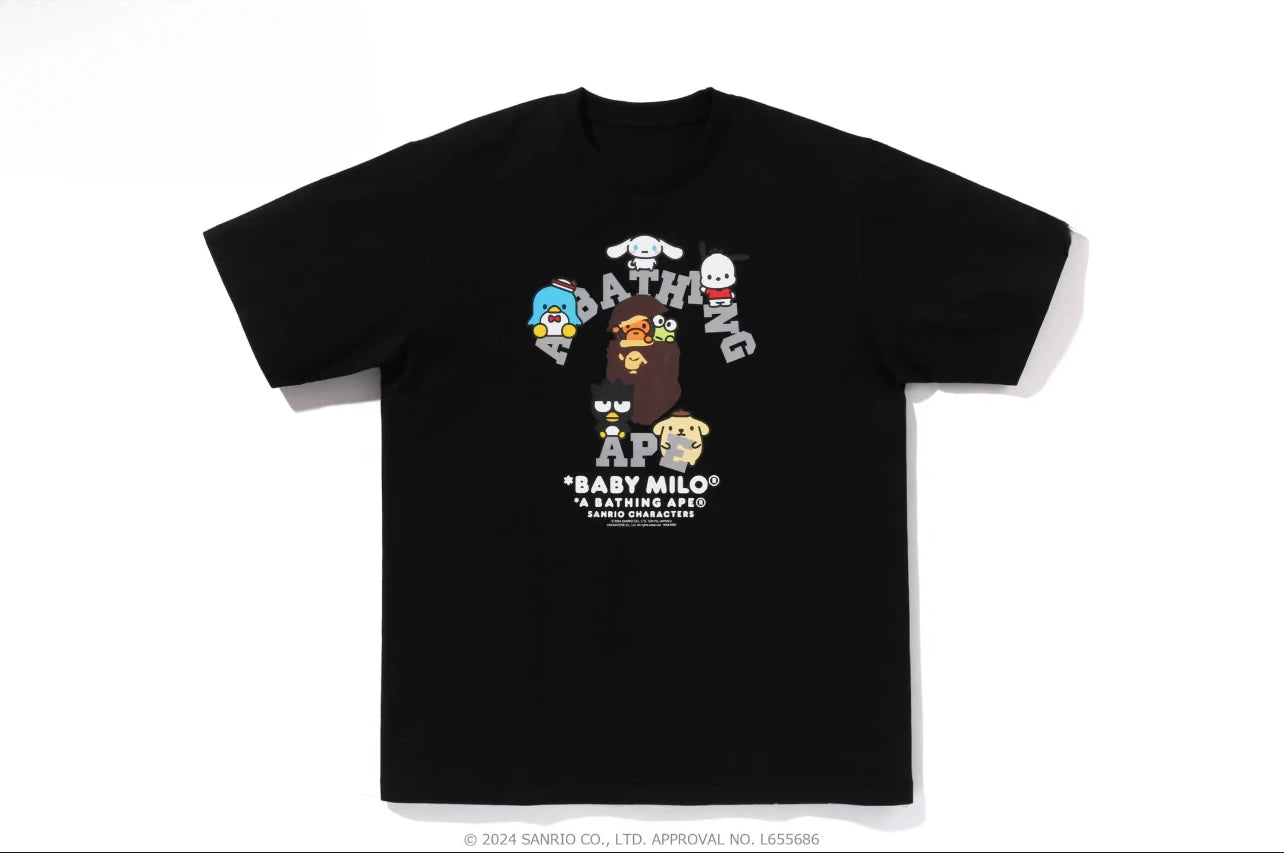 HelloKitty Sanlio Classic INS Letter Print Cotton Loose Male and Female Couple Short Sleeve T-shirt Is for Both Men and Women