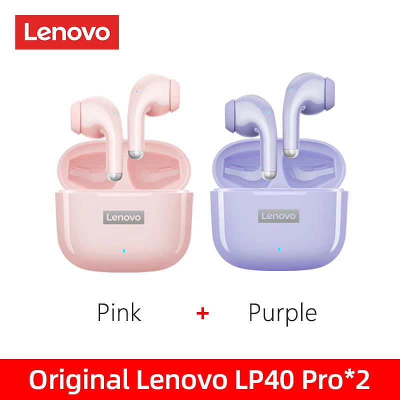 100%Original Lenovo LP40 Pro TWS Earphones Wireless Bluetooth 5.1 Sport Noise Reduction Headphones Touch Control 250mAH 2022 New