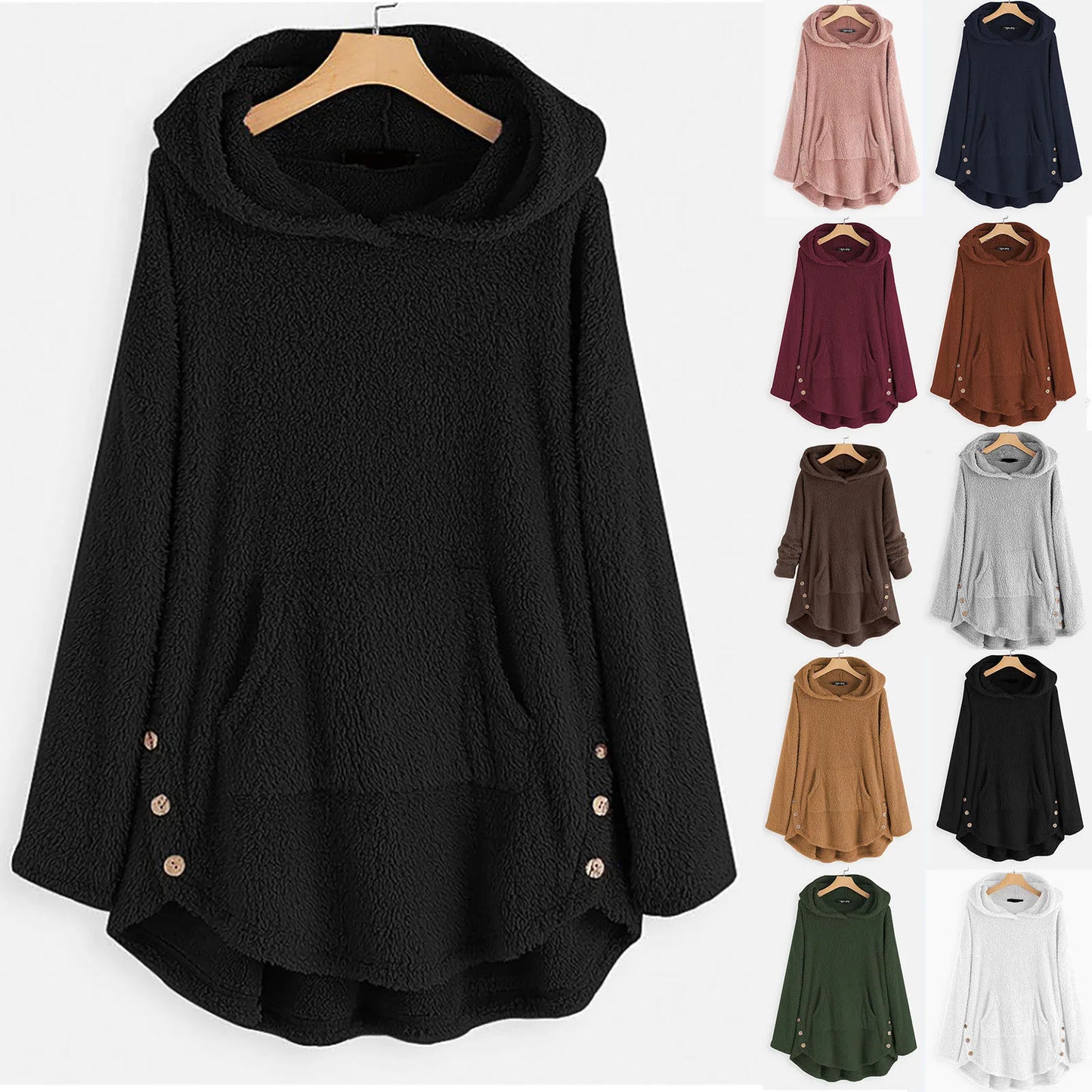 Long Sleeve Hooded Fleece Sweater