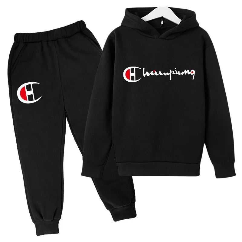 2023 Children's Spring and Autumn Hoodie Suit Boys Outdoor Sports Clothes Girls Jogging Hoodie + Trousers Clothing Coat