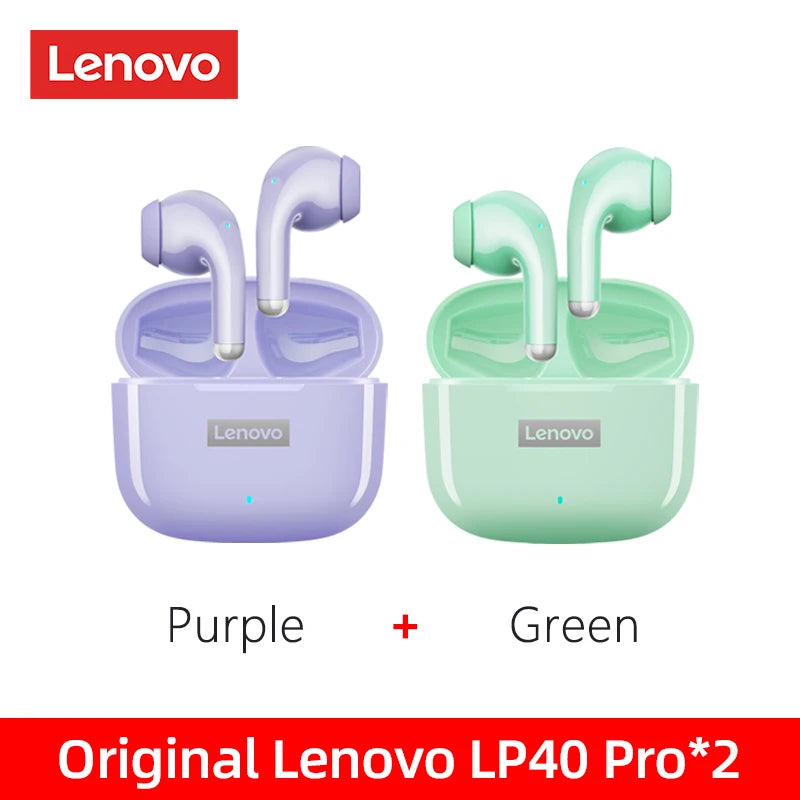 100%Original Lenovo LP40 Pro TWS Earphones Wireless Bluetooth 5.1 Sport Noise Reduction Headphones Touch Control 250mAH 2022 New
