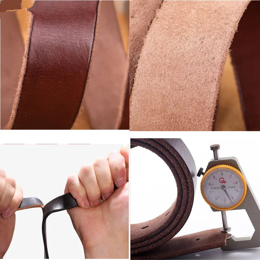 Natural cowhide belt for men's hard metal buckle soft original cowhide mens leather belt unique texture real leather jeans belt