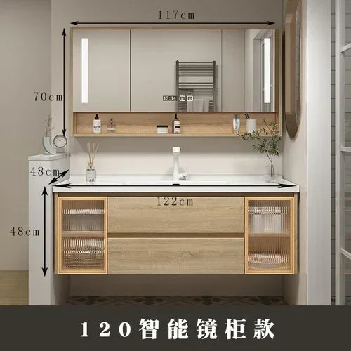Jewelry Locker Decorations Bathroom Cabinet Small Mirror Wooden Closet Display Cabinet Shelves Washbasin Gabinetesalon Furniture
