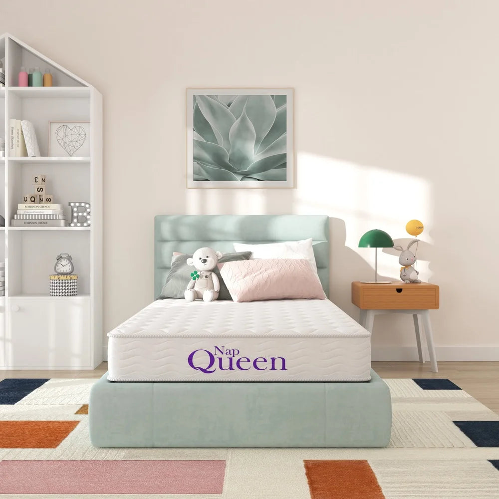 Twin Innerspring Mattress 8 Inch Medium Firm Bonnell Coil Hypoallergenic Foam Breathable Construction Mattress in a Box All Ages
