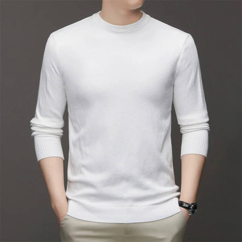 7 Colour Men's Round Neck Long Sleeved Solid Color Sweater