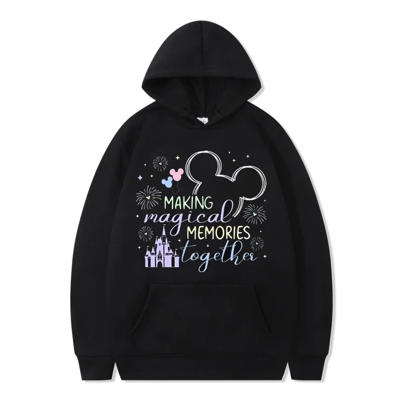 Funny Disney Hoodie My First Trip 2025 Mickey Minnie Printed Pullovers Tops Autumn Versatile Sweatshirts Women Casual Clothes