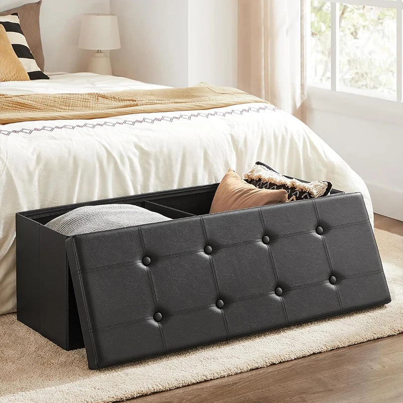 15/30/43 Inch Storage Stool Ottoman,Shoe Bench with Cushioned Seat, Bedside Cabinet & Footrest for Living Room/Bedroom/Office