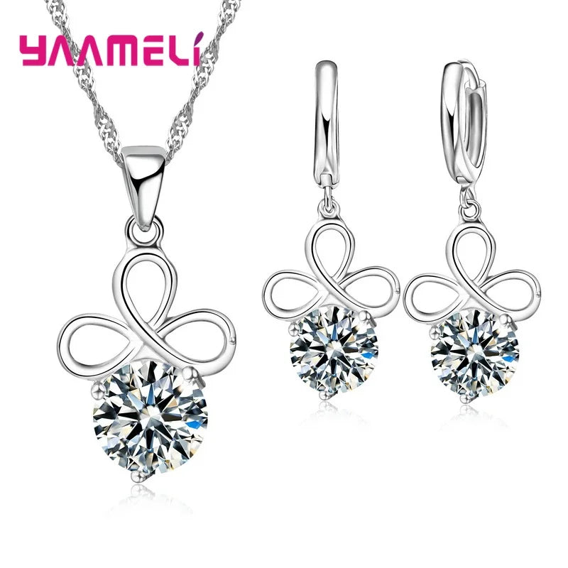 34 Designs Big Promotion 925 Sterling Silver Jewelry Set for Woman Girl Pearl Rhinestone Zircon Pendant Necklace Earrings Chain