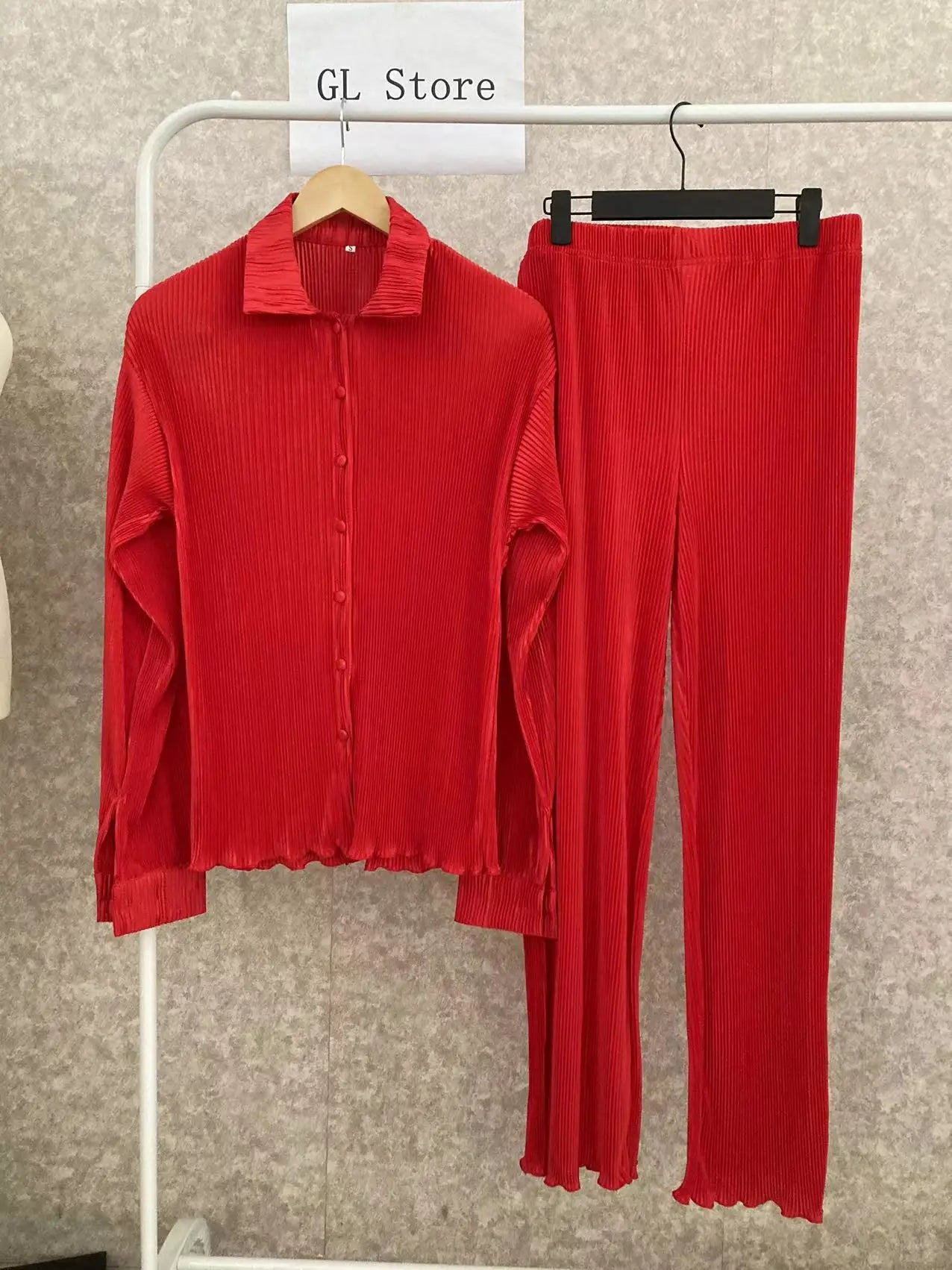 CM.YAYA Street Women's Set Long Sleeve Shirt Tops and Wide Leg Pants Elegant Tracksuit Two Piece Set Sweatsuit Fitness Outfits