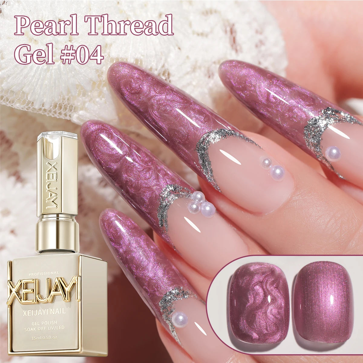 15ML Pearl White Thread Gel Nail Polish UV/LED Soak Off Gel, Gift For Women And Suitable For Home Nail Salon For Wedding Gift