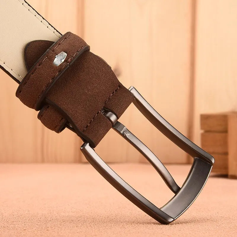 Men'S Suede Belt Retro Trend Alloy Buckle Men'S Belt Large Size Genuine High-End Belt 2023 New, Gift For Boyfriend And Dad