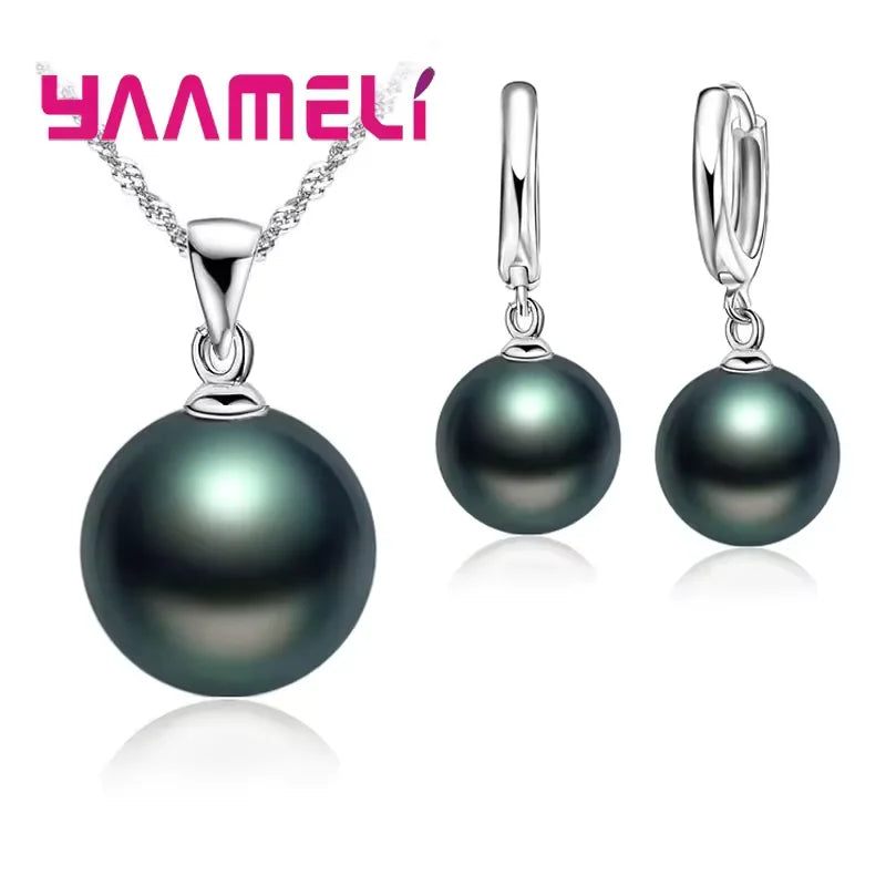 34 Designs Big Promotion 925 Sterling Silver Jewelry Set for Woman Girl Pearl Rhinestone Zircon Pendant Necklace Earrings Chain