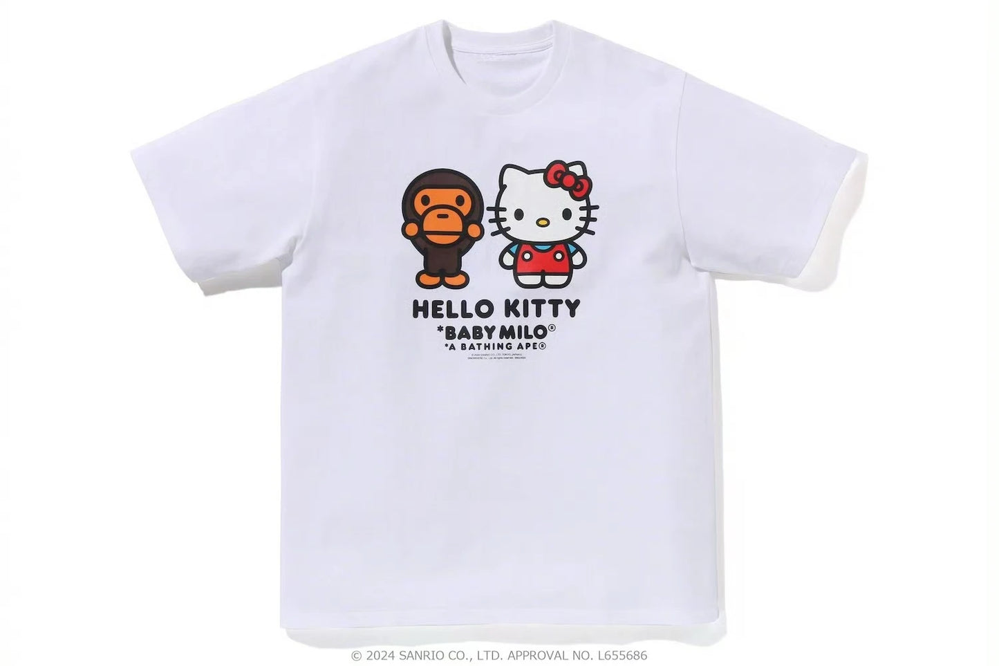 HelloKitty Sanlio Classic INS Letter Print Cotton Loose Male and Female Couple Short Sleeve T-shirt Is for Both Men and Women