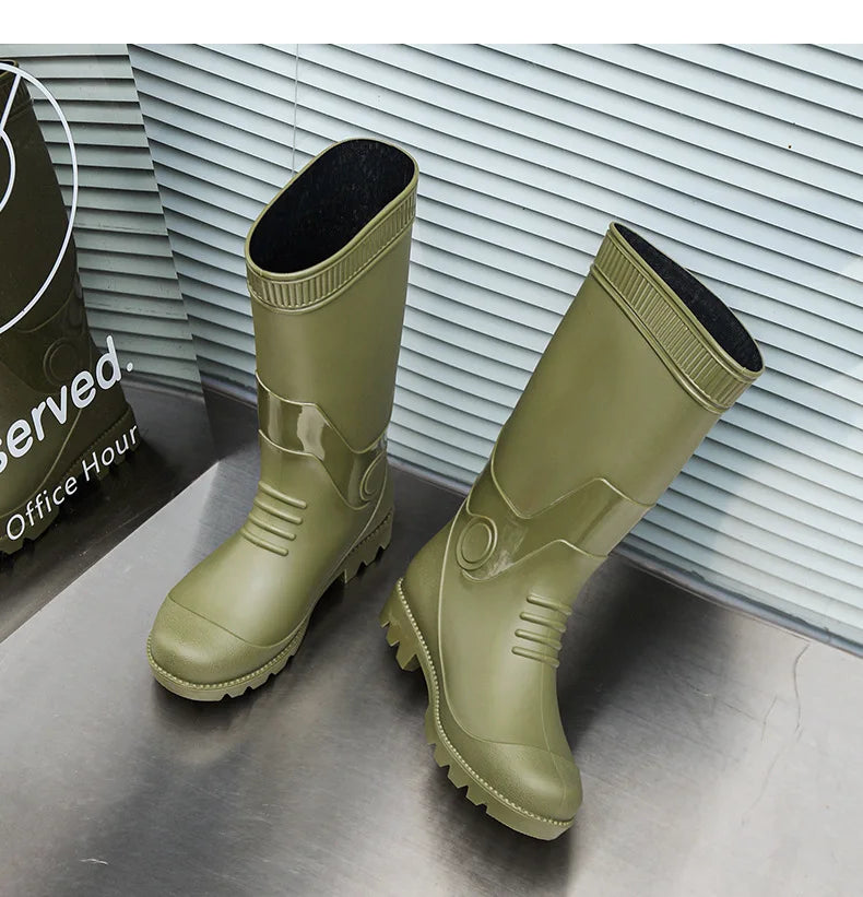 Fashion Boots for Couples High Rain Shoes Waterproof Galoshes Husband Fishing Work Garden Rainboots Women and Men Rubber Shoes