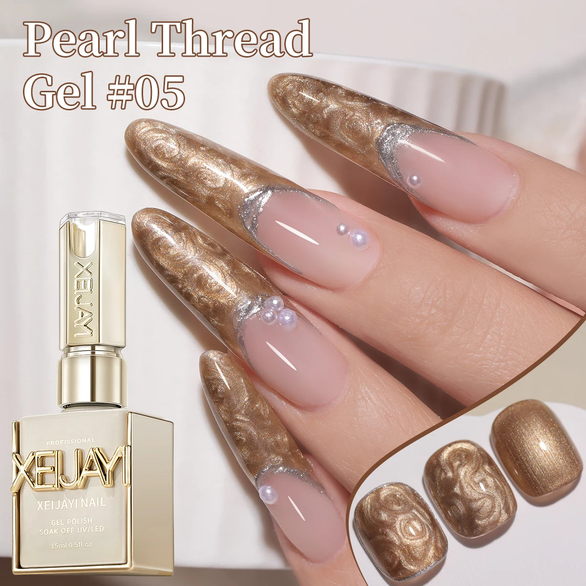 15ML Pearl White Thread Gel Nail Polish UV/LED Soak Off Gel, Gift For Women And Suitable For Home Nail Salon For Wedding Gift