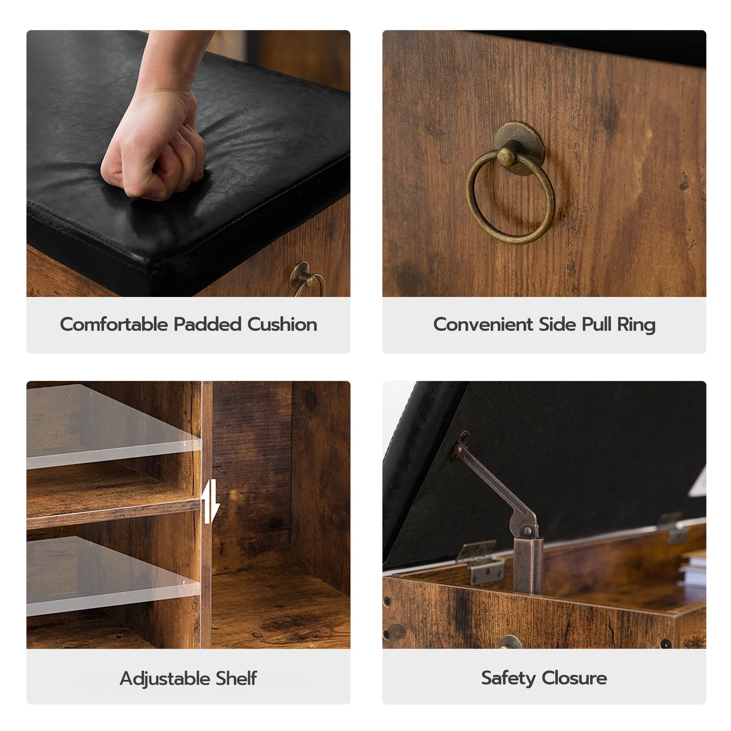 Shoe Storage Bench with Padded Cushion, Entryway Bench with Flip-Open Storage Box stools & ottomans, Shoe Rack