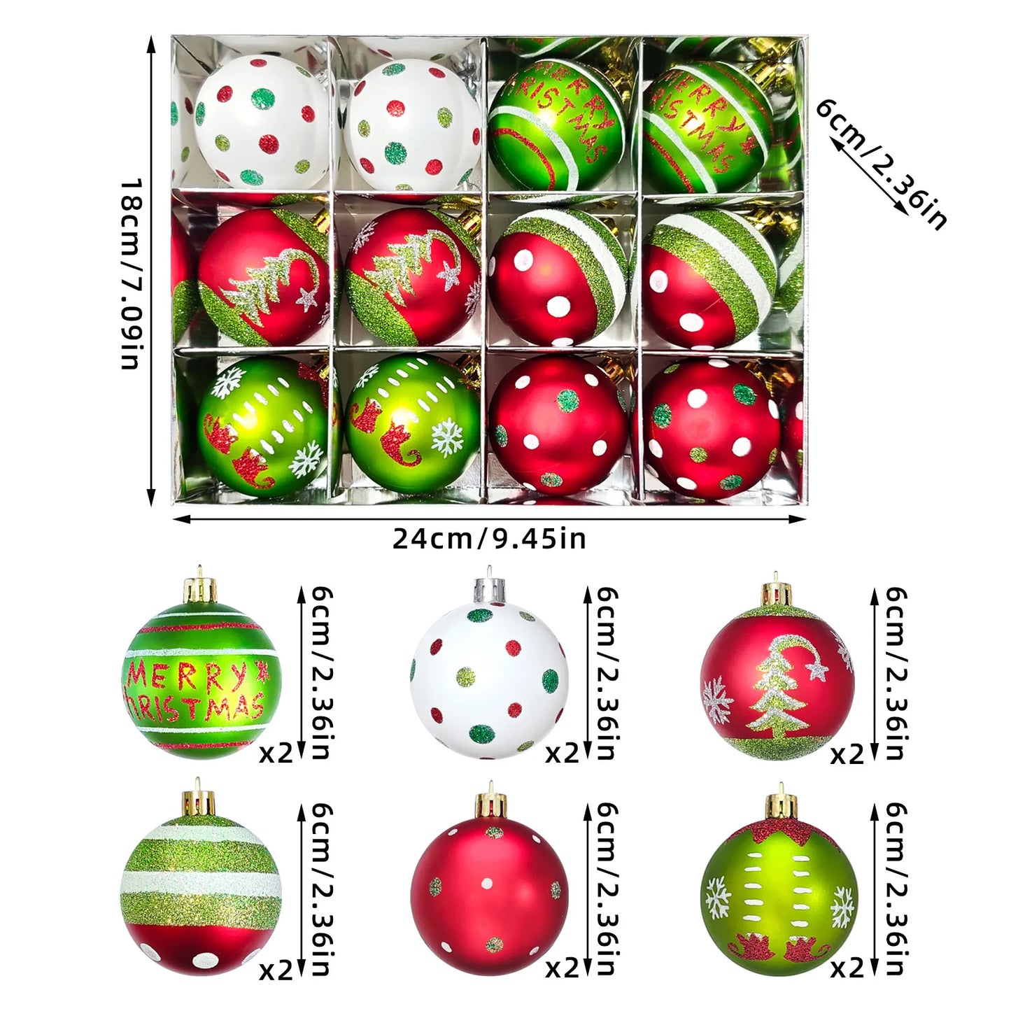 34/12/9pcs Grinch Christmas Ball Decorations