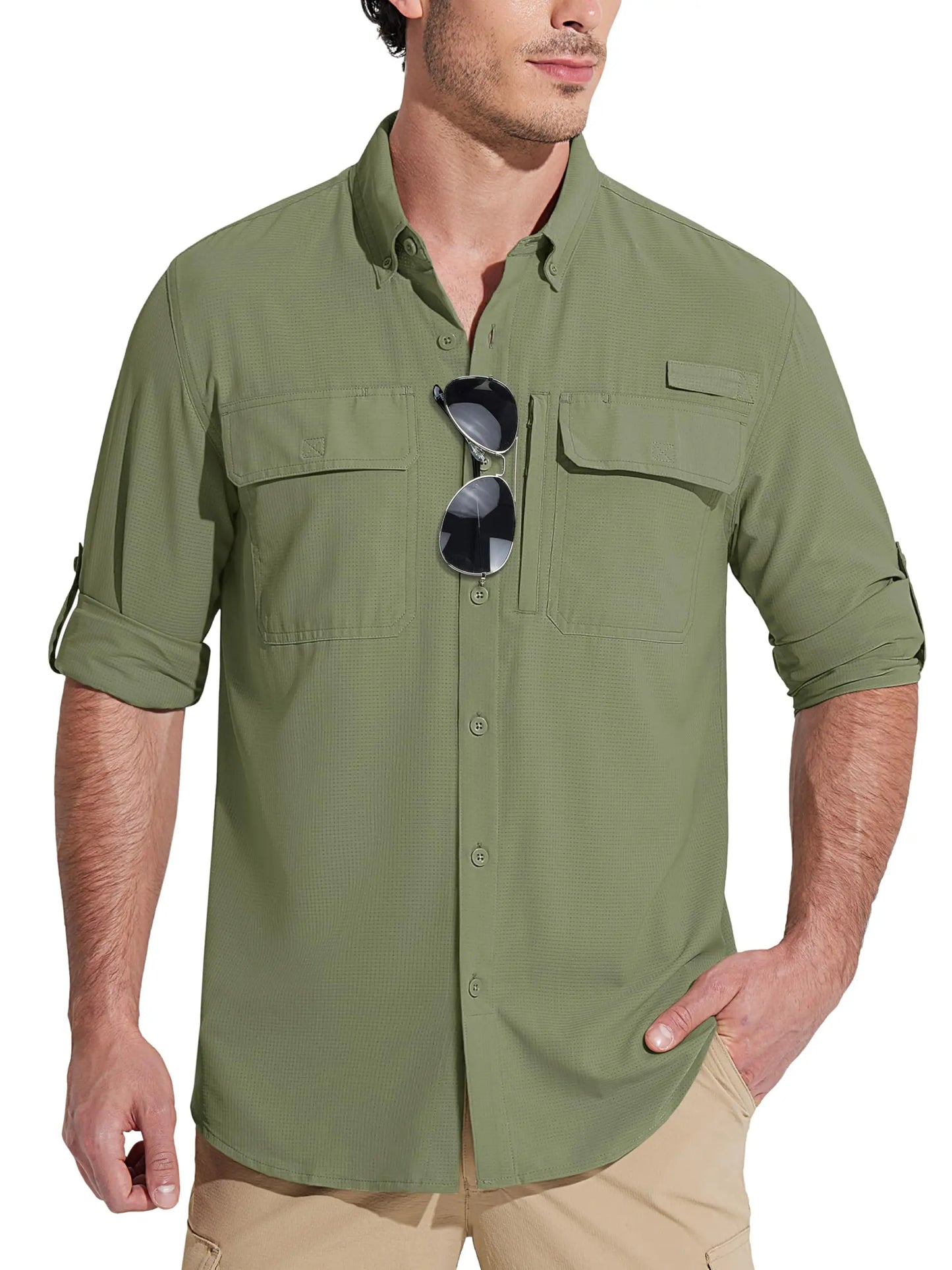 MAGCOMSEN Men's Long Sleeve Shirt with 3 Pockets