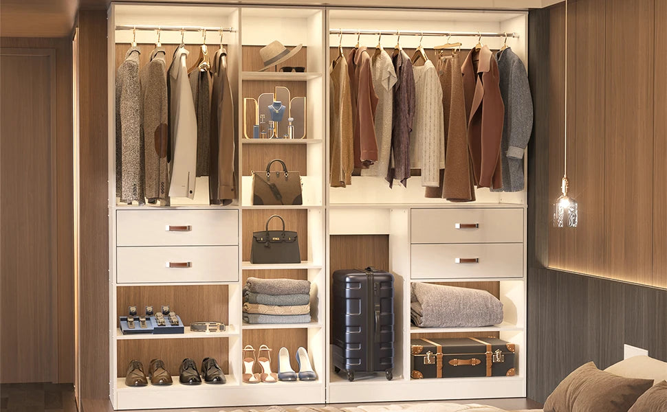 Freestanding Closet System, 40 Inches Stand-Alone Wardrobe with 10 Shelves, 80'' Height Adjustable Cloth Garment Rack
