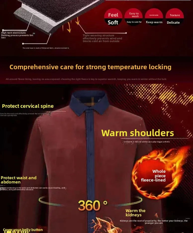 2025 Men's Autumn Winter Thick Warm Long Sleeve Plaid Shirt