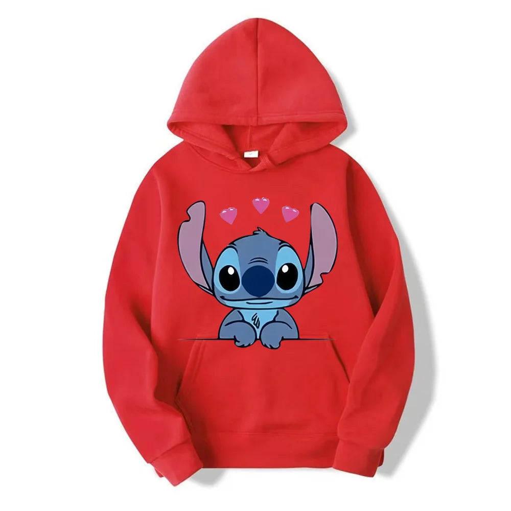 Halloween Costumes Women Warm Winter Jacket Women Disney Lilo & Stitch Pattern Sweatshirt Harajuku Style Women Oversized Hoodie