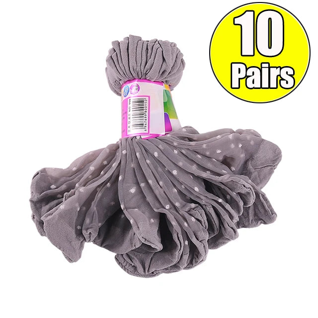 Black Dot Transparent Socks Ultra-thin Elastic Women Crystal Silk Socks Nylon Fashion Ladies Summer Short Ankle Socks