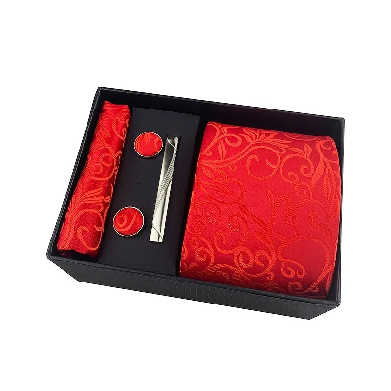 Tie Square Scarf Cufflinks Tie Clip Black Gift Box
