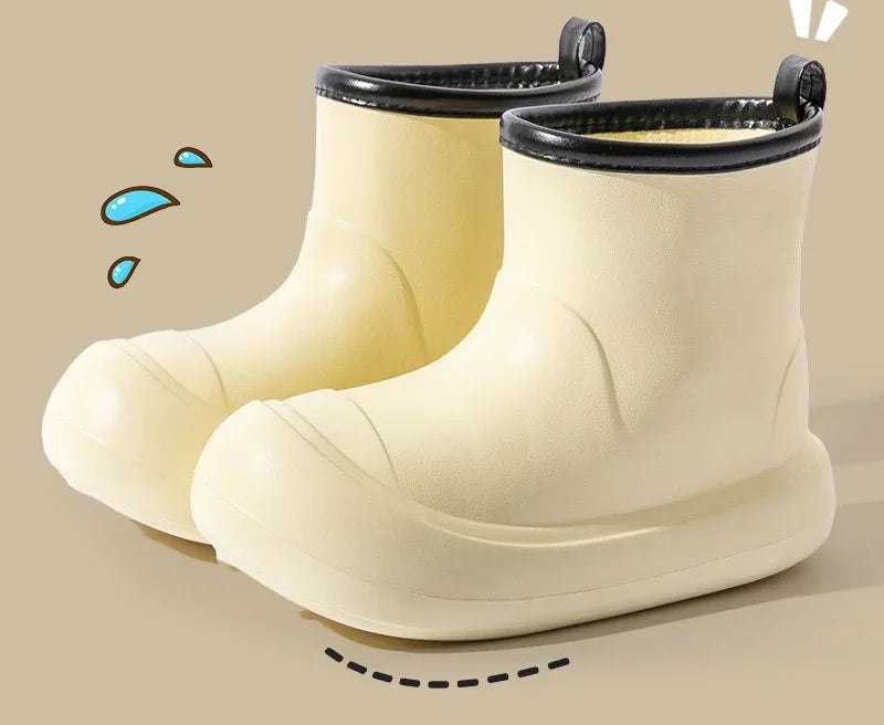 Women Rain Boots New Fashion Thick Bottom High Top Rain Shoes Summer Non-slip Lightweight Waterproof Footwear Botas Plataforma
