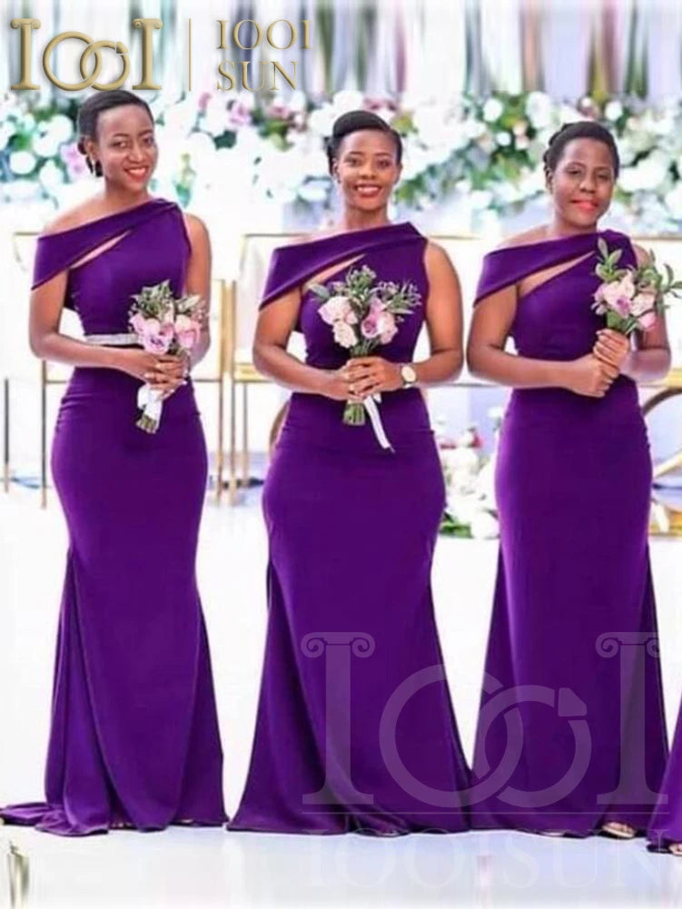 IOOISUN Customized Grape Satin Bridesmaid Dress One Shoulder Wedding Party Gown Mermaid Fomal Gowns Evening Party Dresses