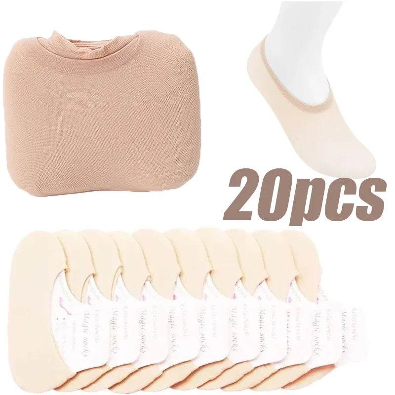 30pairs Summer Short Socks Women Invisible Thin Boat Socks Female Non-slip Seamless Ice Silk Ankle Sox High Heels Slippers Sock