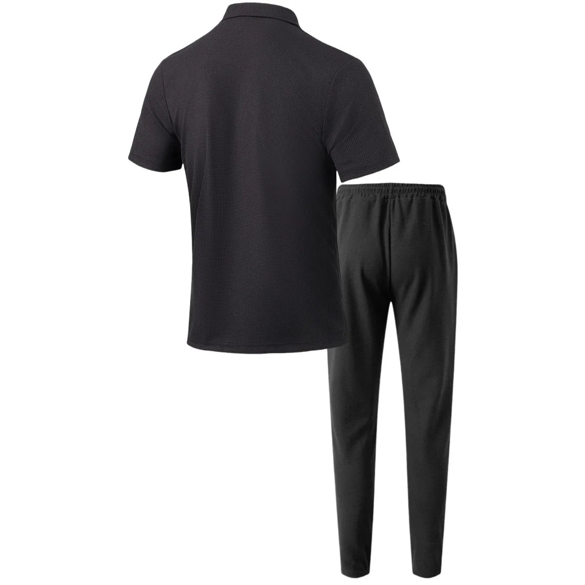 2025 New solid color button pocket shirt short sleeve trousers waffle check two-piece set, outdoor travel set spring and summer