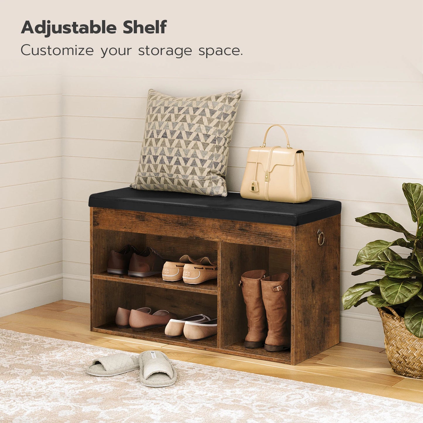Shoe Storage Bench with Padded Cushion, Entryway Bench with Flip-Open Storage Box stools & ottomans, Shoe Rack