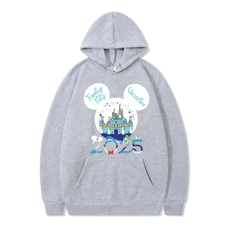 Funny Disney Hoodie My First Trip 2025 Mickey Minnie Printed Pullovers Tops Autumn Versatile Sweatshirts Women Casual Clothes