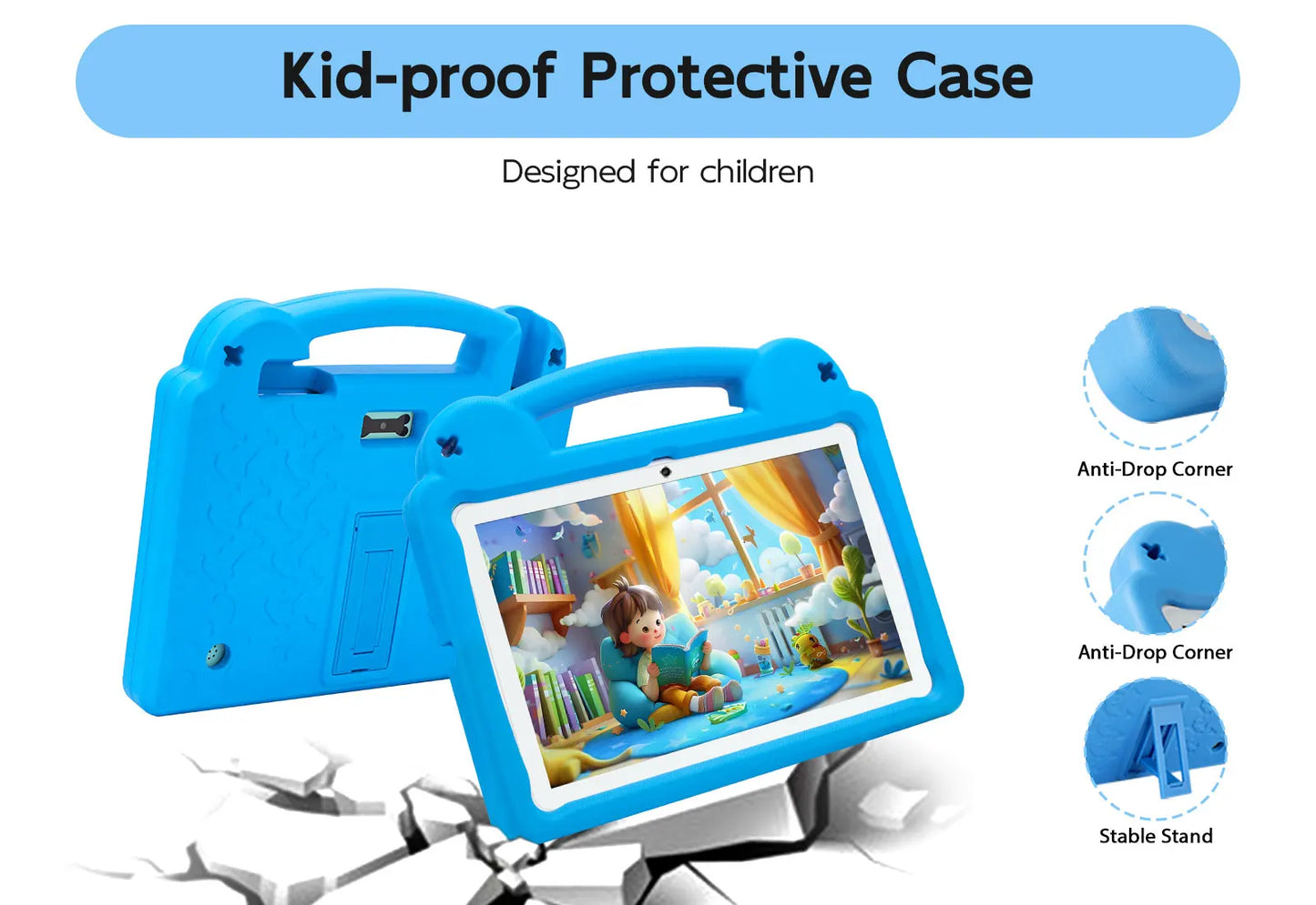ANRY 2025 Kids Tablet Android 15 10.1 Inch A523 2.0GHZ 8GB(4+4 Expand) RAM 64GB ROM Octa-Core 5000Mah Tablets Children's Gifts