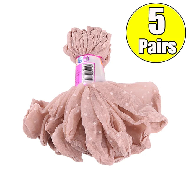 Black Dot Transparent Socks Ultra-thin Elastic Women Crystal Silk Socks Nylon Fashion Ladies Summer Short Ankle Socks