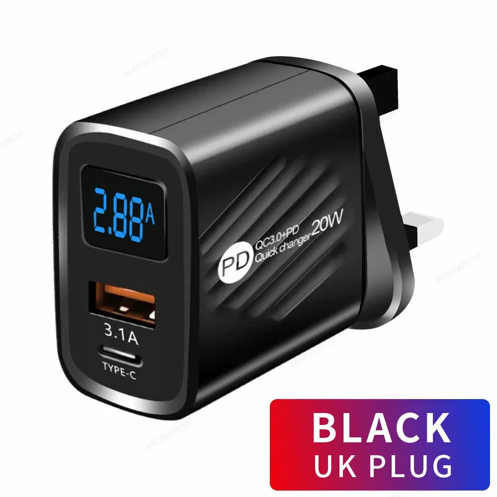 USB C Charger 20W PD Fast Charging Phone Charger Adapter For iPhone Samsung Xiaomi Huawei Quick Charge EU/US Plug Wall Charger