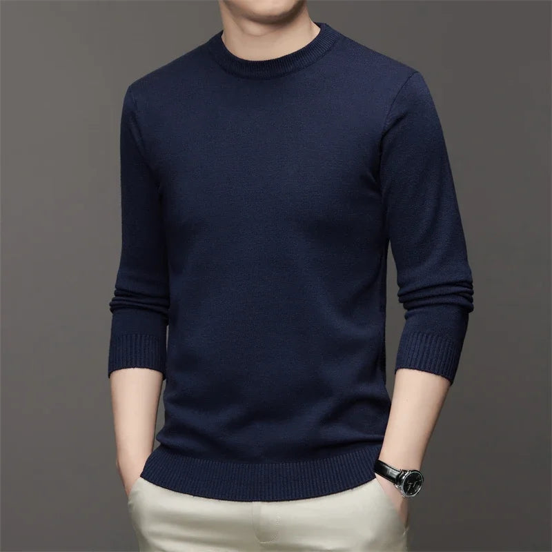7 Colour Men's Round Neck Long Sleeved Solid Color Sweater