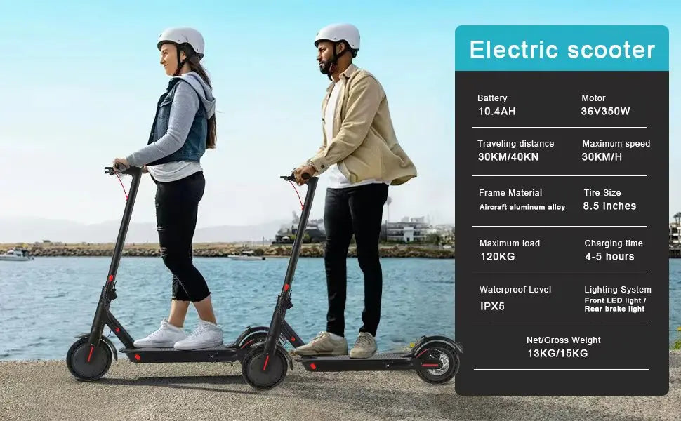 E-Scooter Foldable Waterproof Adult Electric Scooter 8.5Inches Explosion-Proof Tire 36V 350W 10.4Ah Configuration Smart