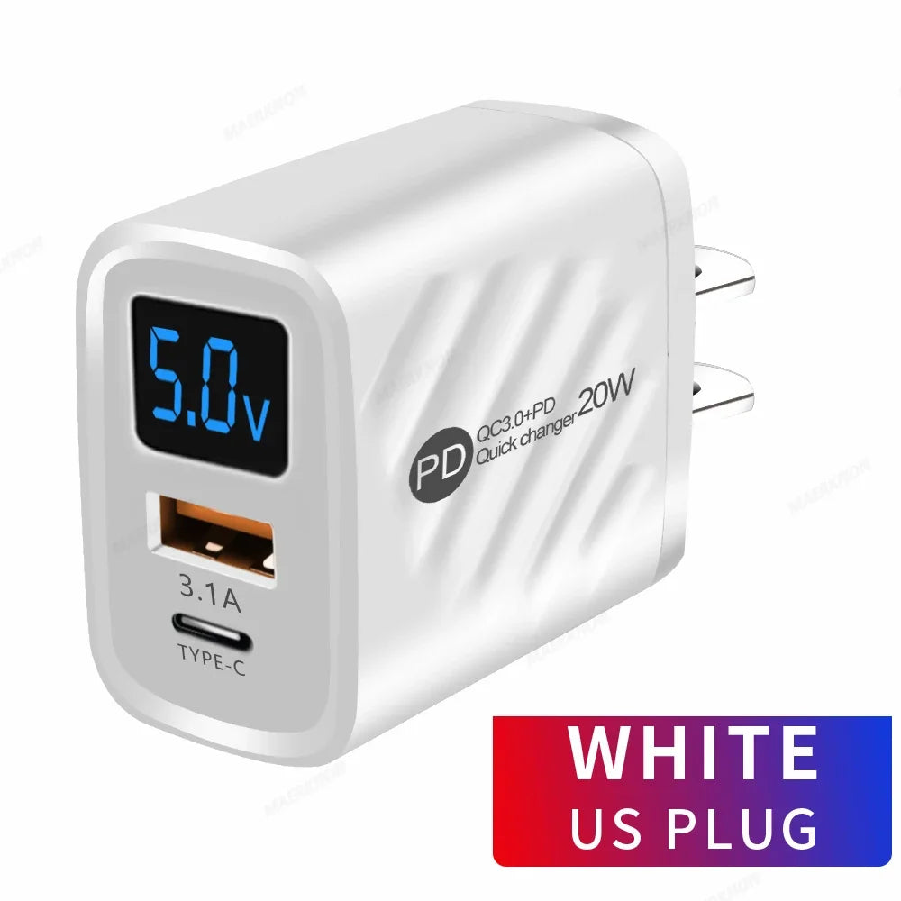 USB C Charger 20W PD Fast Charging Phone Charger Adapter For iPhone Samsung Xiaomi Huawei Quick Charge EU/US Plug Wall Charger