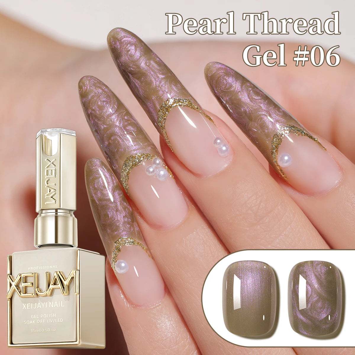 15ML Pearl White Thread Gel Nail Polish UV/LED Soak Off Gel, Gift For Women And Suitable For Home Nail Salon For Wedding Gift