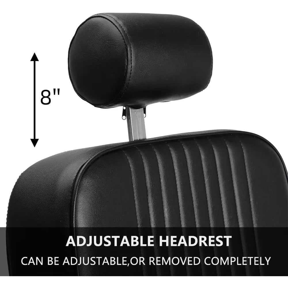Heavy duty backrest barber chair, headrest and support up to 500 pounds, professional retro salon barber chair