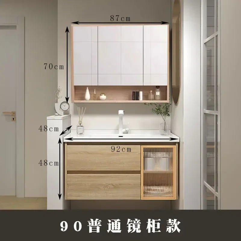 Jewelry Locker Decorations Bathroom Cabinet Small Mirror Wooden Closet Display Cabinet Shelves Washbasin Gabinetesalon Furniture