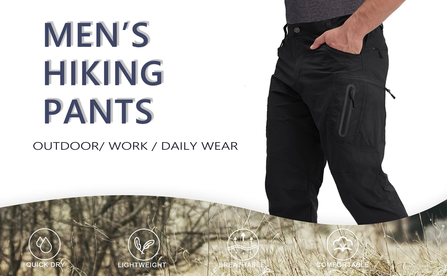 MAGCOMSEN Lightweight Hiking Pant Men Summer Cargo Pants Quick-Dry Nylon Waterproof Outdoor Fishing Casual Trouser