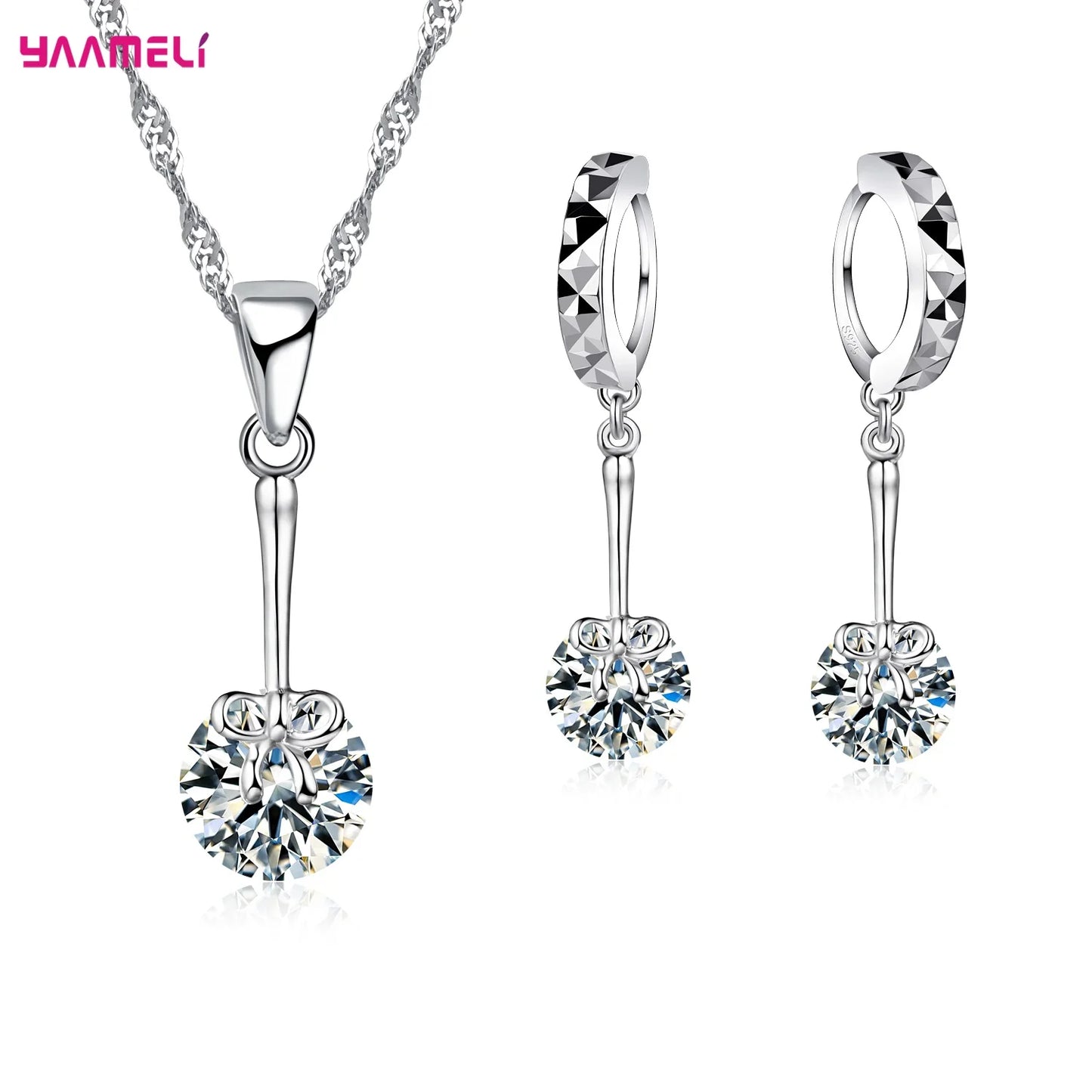 34 Designs Big Promotion 925 Sterling Silver Jewelry Set for Woman Girl Pearl Rhinestone Zircon Pendant Necklace Earrings Chain
