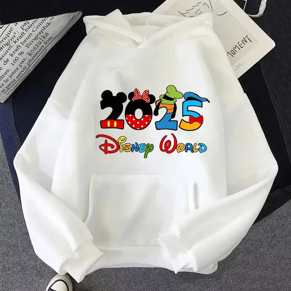 2025 Disney Mickey Minnie Family Vacation Printed Hoodie Autumn My First Disney Trip Pullover Tops Women Casual Sweatshirt