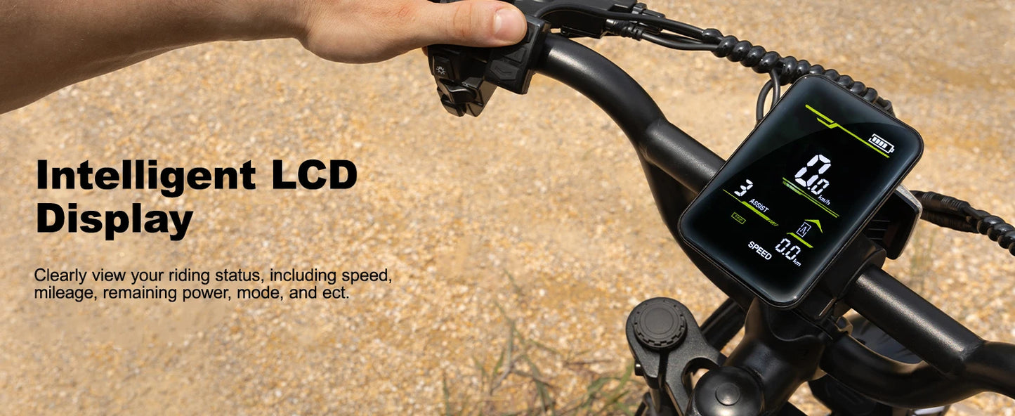 VDL Mountain Electric Bike , 16" Fat Tire Ebike, Wider Seat 800W Peak Motor, Removable Battery, Front Fork Suspension