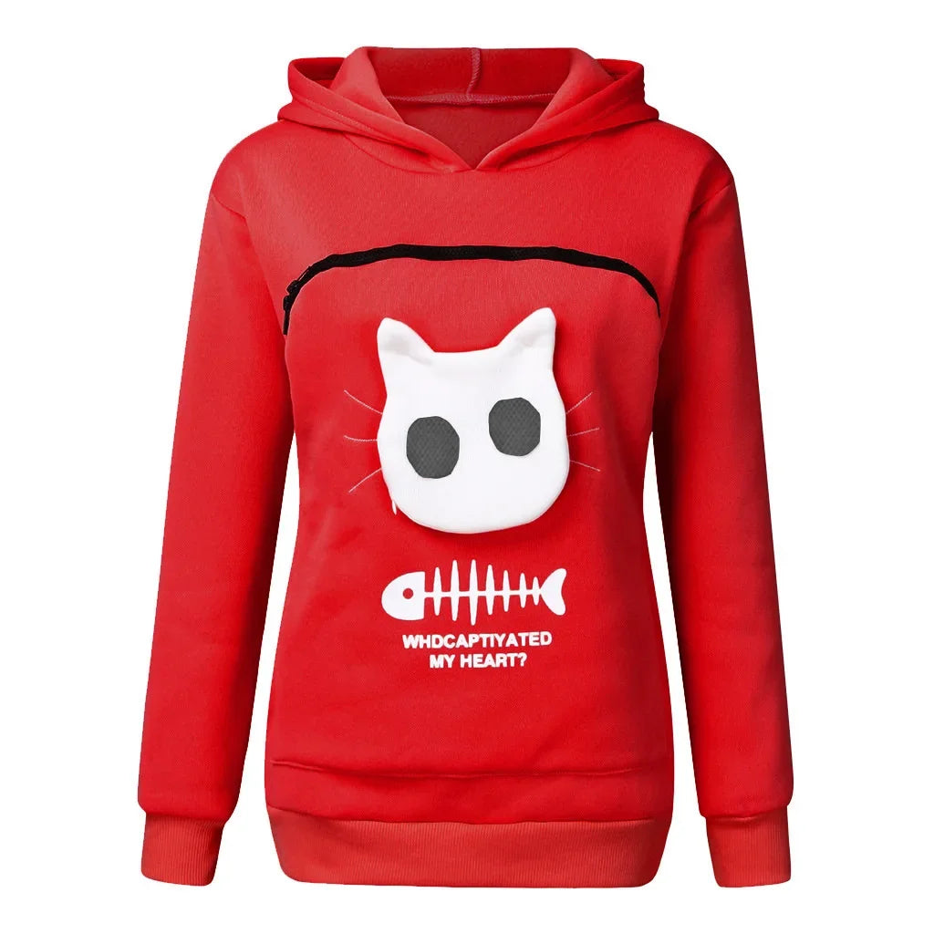 3XL Cat Lovers Hooded Sweatshirt Kangaroo Dog Pet Paw Dropshipping Pullovers Cuddle Pouch Fish Pocket Hoodie Tops